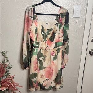 Express size XL Floral Chiffon Dress with Long Sleeves